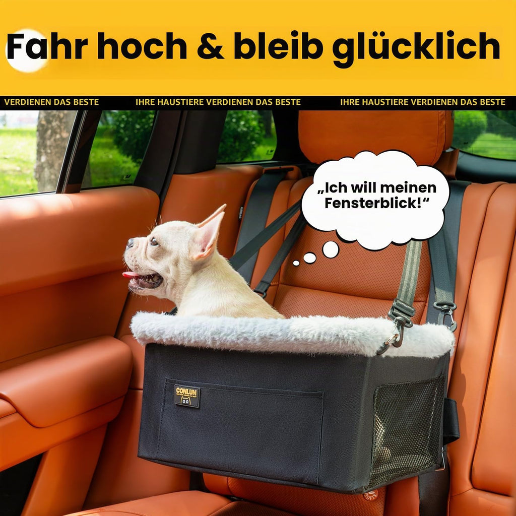 Conlun Hundeautositz Mit Stahlrahmen, Faltbar Auto Hundesitz Bis 9 Kg