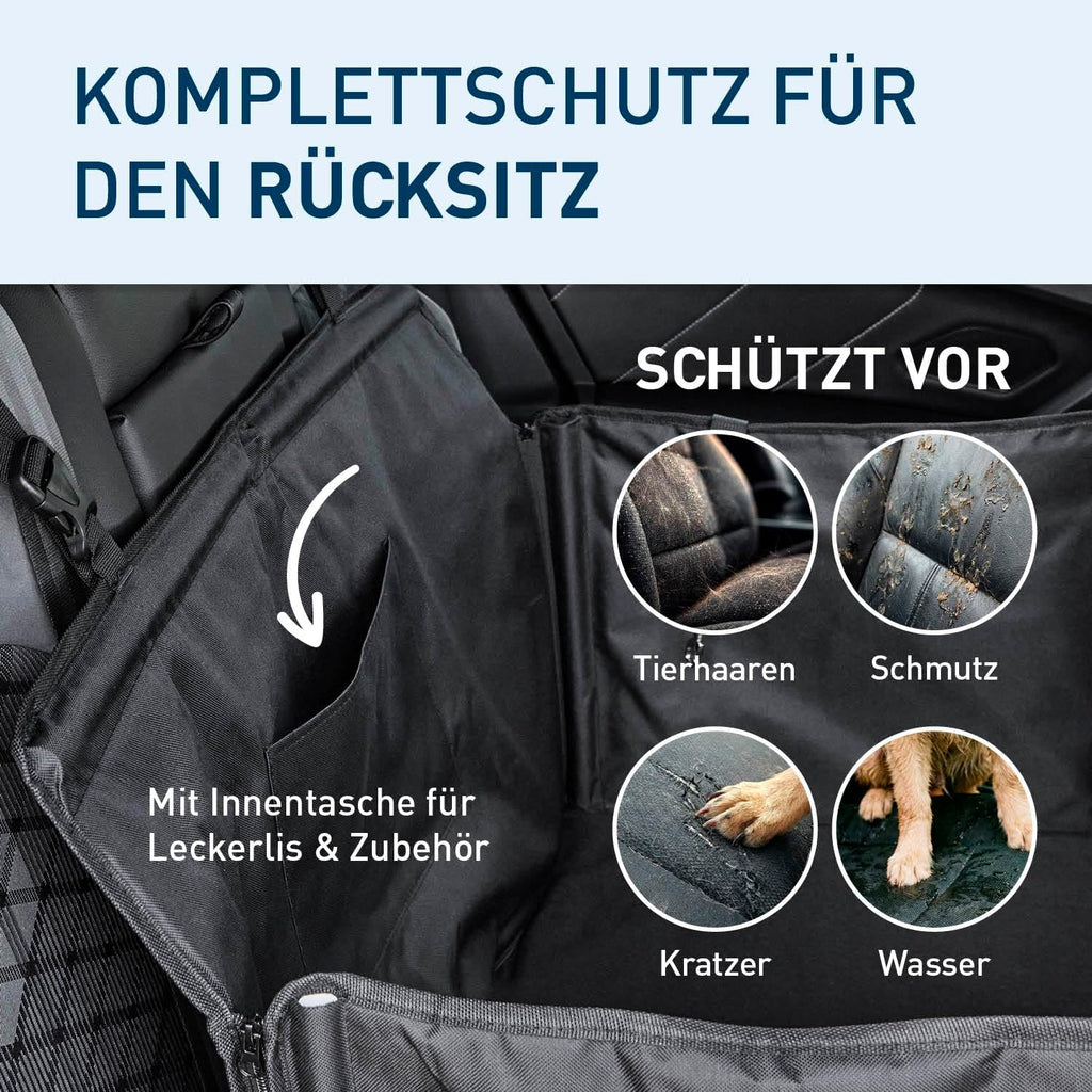 FLIPLINE Hundeautositz – Verstärkte, Wasserfeste Hundebox Auto Für Hund 12(S) Bis 26(L) Kg | Hundezubehör 75 X 50 X 50 Cm, Schnelle Montage | Vier Gurte + Anschnallleine Für Komfort Und Extra Schutz